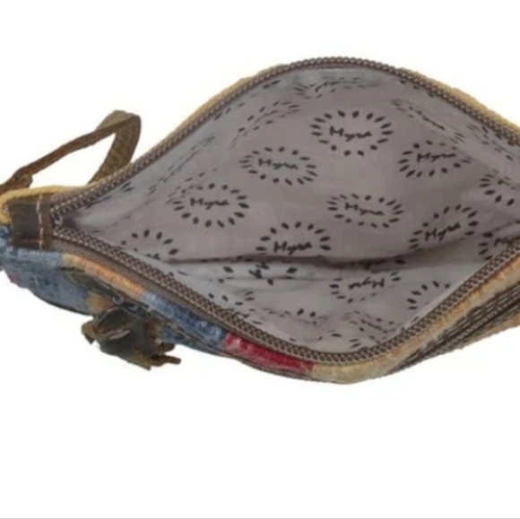 Myra Bag Midsummer Pouch Upcycled Cotton & Leather Coastal Cowgirl - Picture 5 of 15